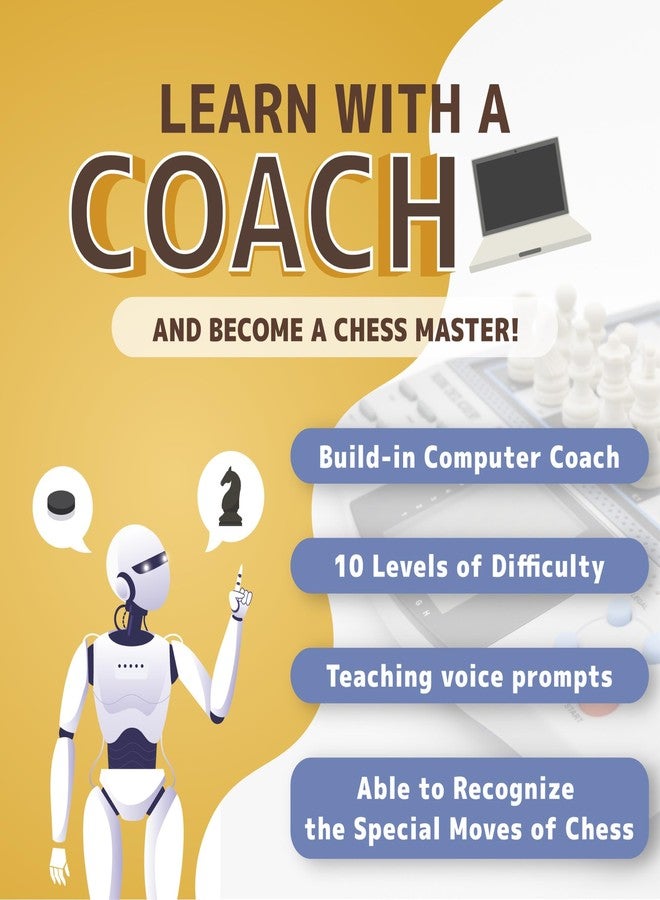 آي كور مجموعة الشطرنج الإلكترونية iCore - مجموعة شطرنج لتنمية التفكير للأطفال، لوحة شطرنج إلكترونية للذاكرة - مدرب ناطق، 30 مستوى مهارة للمبتدئين والبالغين - Image 4